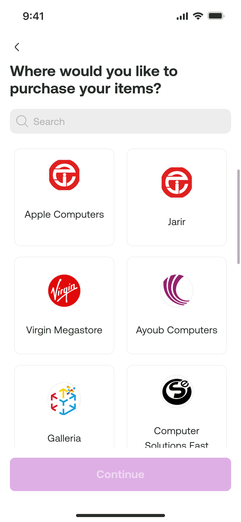 Viva Finance store picker for store vouchers