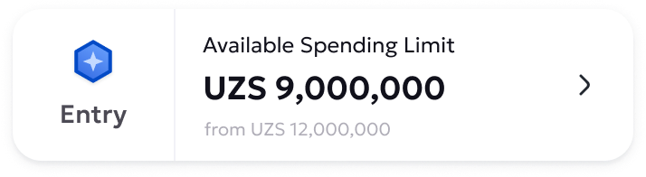Spending Limit widget-Loyalty Program-Shows user's total limit, available limit and tier. As well as next action to be taken if they are not activated.